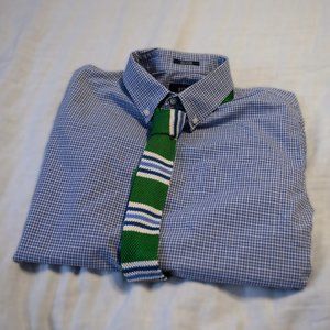 1901 Blue Checkerboard Buttondown Sport Shirt